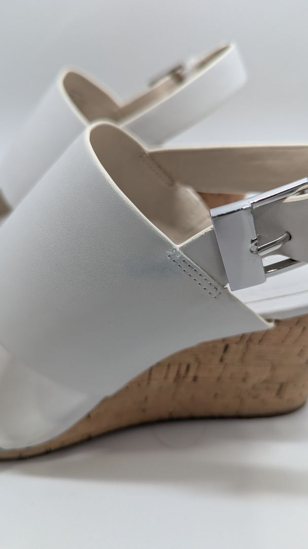 Calvin Klein Silver/White Bibbi Mirror Wedges
