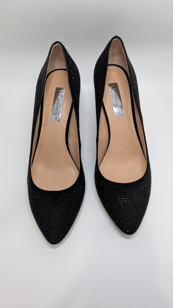 INC Black Zitah Rhinestone Studded Heels