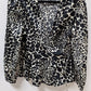 Who What Wear Black Spotted Ruffled Wrap Blouse