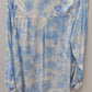 Lucky Brand Light Blue/White Tie-Dye Button-Down Blouse
