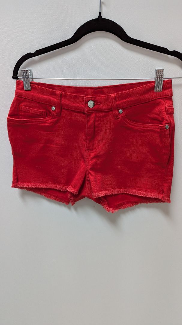 VENUS Red Distressed Denim Shorts