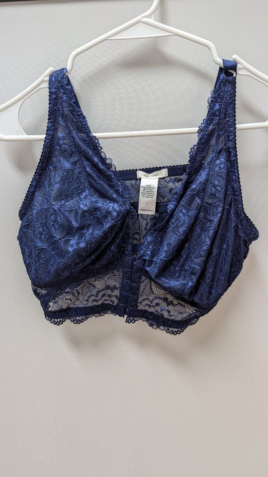 Maurices Dark Blue Lace Front-Hook Bra