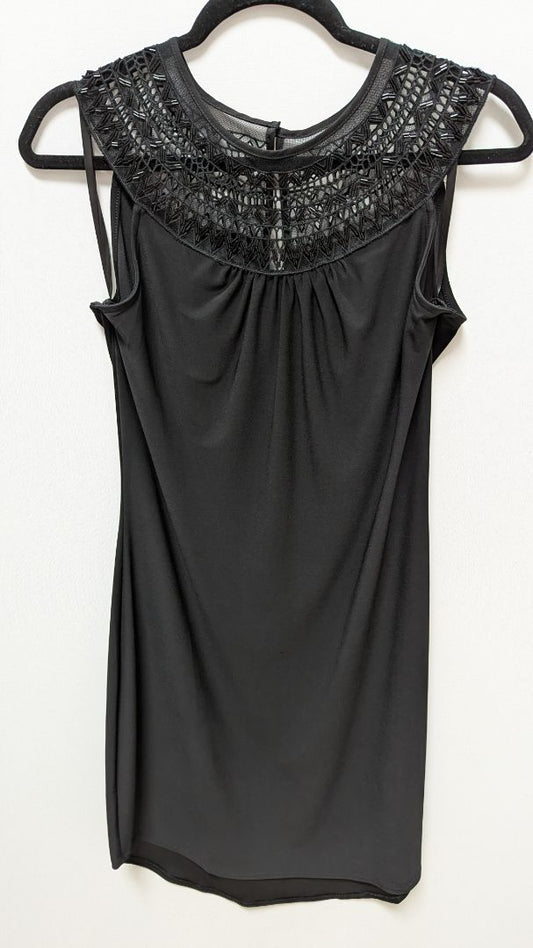 White House Black Market Black Embellished Neck Shift Dress