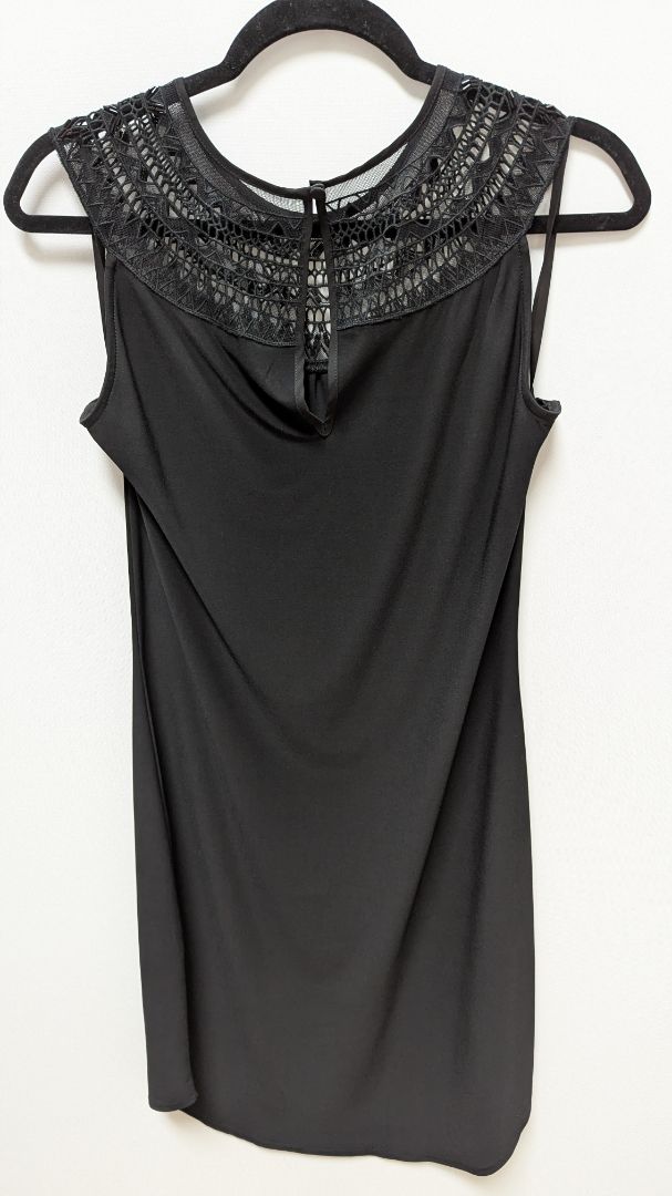 White House Black Market Black Embellished Neck Shift Dress