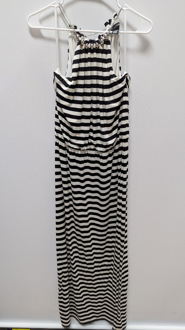 White House Black Market Black/White Striped Maxi Dress