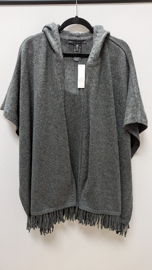 White House Black Market Heather Grey Studded Hooded Ruana