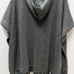 White House Black Market Heather Grey Studded Hooded Ruana