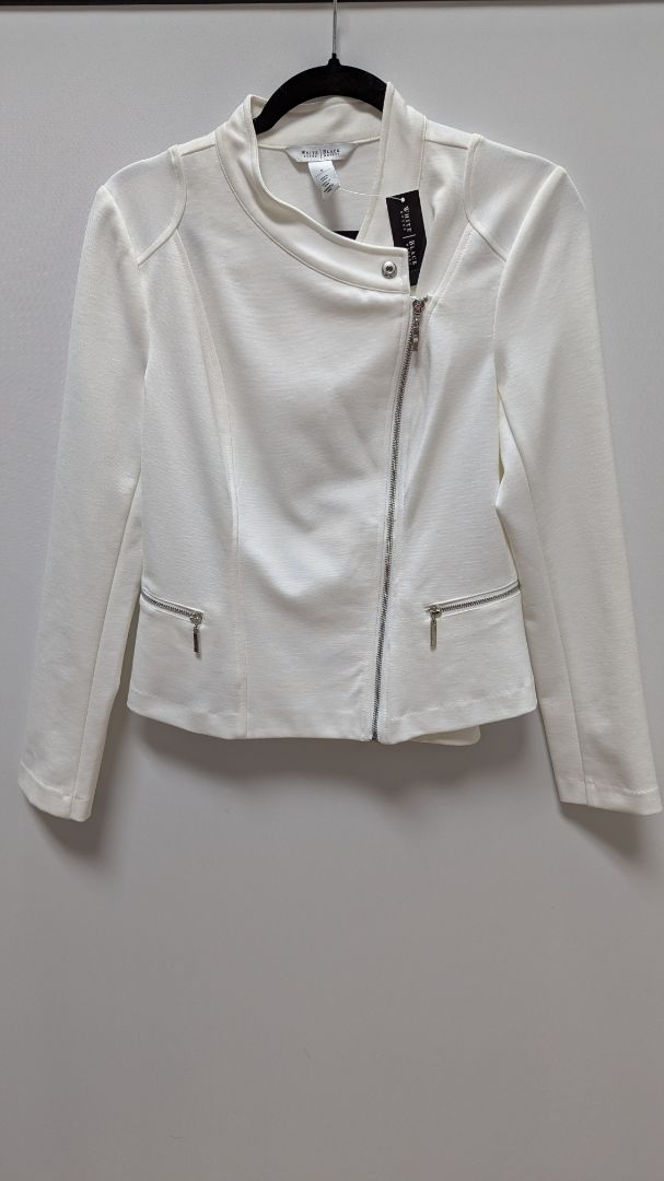 White House Black Market Ecru Asymmetrical Moto Jacket