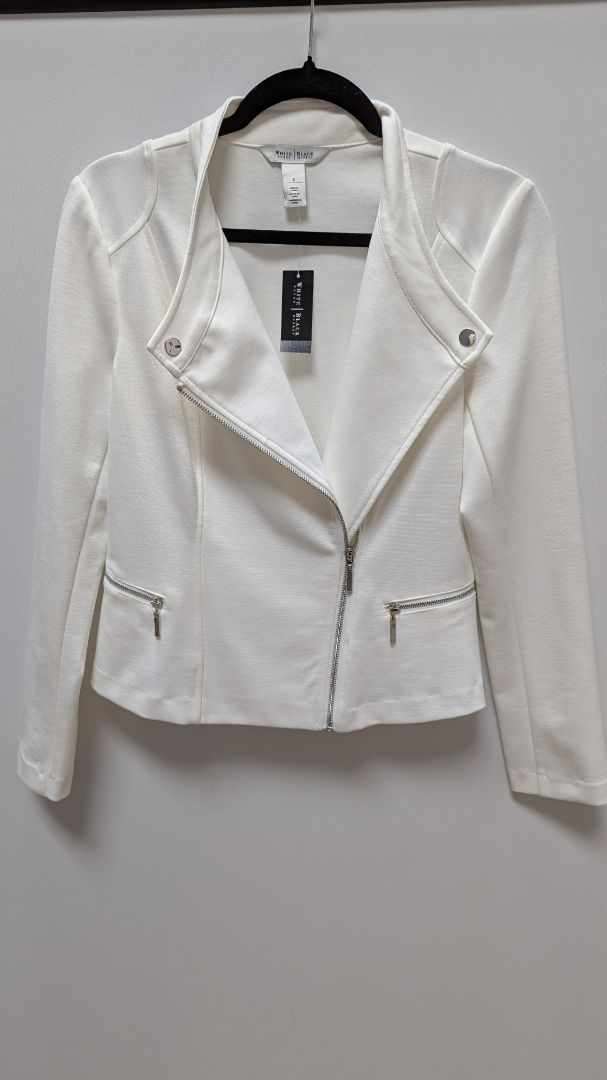 White House Black Market Ecru Asymmetrical Moto Jacket