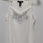 White House Black Market White/Silver Rhinestone Cami