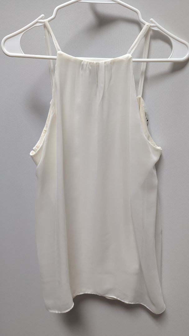 White House Black Market White/Silver Rhinestone Cami