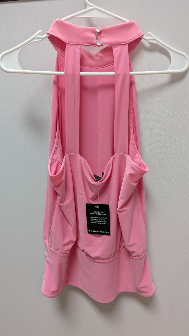 Boston Proper Hot Pink Halter Neck Blouse