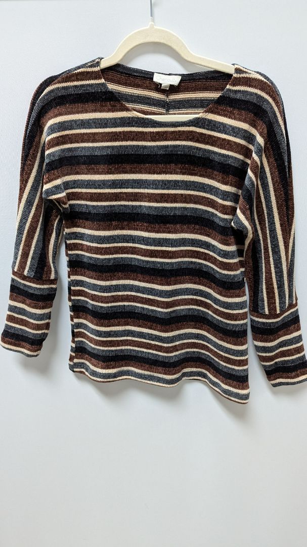 Chenault Brown/Grey Striped Knit Sweater