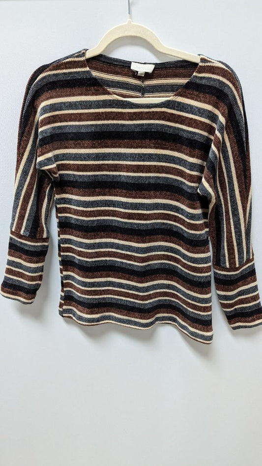 Chenault Brown/Grey Striped Knit Sweater