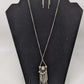 Paparazzi Silver Triangle Pendant Longline Necklace Set