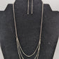 Paparazzi Silver 3-Strand Crimp Bead Chain Necklace Set