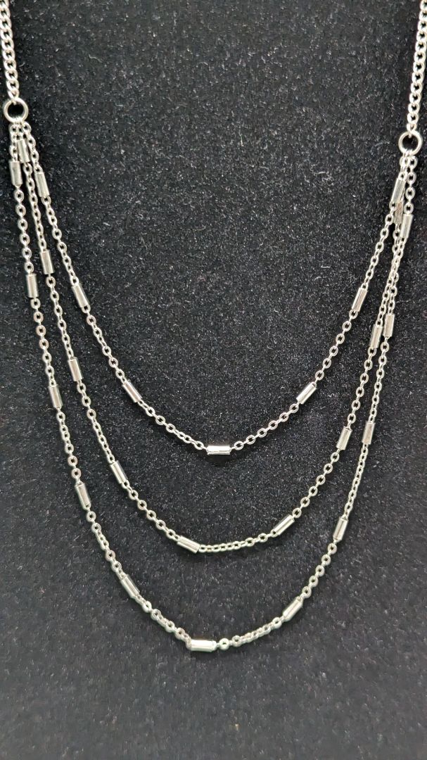 Paparazzi Silver 3-Strand Crimp Bead Chain Necklace Set