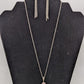 Paparazzi Silver/Pink Crystal Pendant Necklace Set