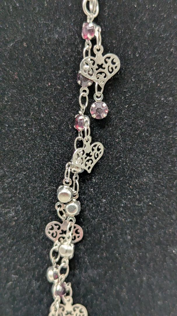 Paparazzi Silver/Maroon Heart Charm Necklace Set