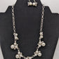 Paparazzi Silver Faux-Pearl Cluster Statement Necklace Set