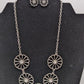 Paparazzi Silver Faux-Gemstone Flower Necklace Set