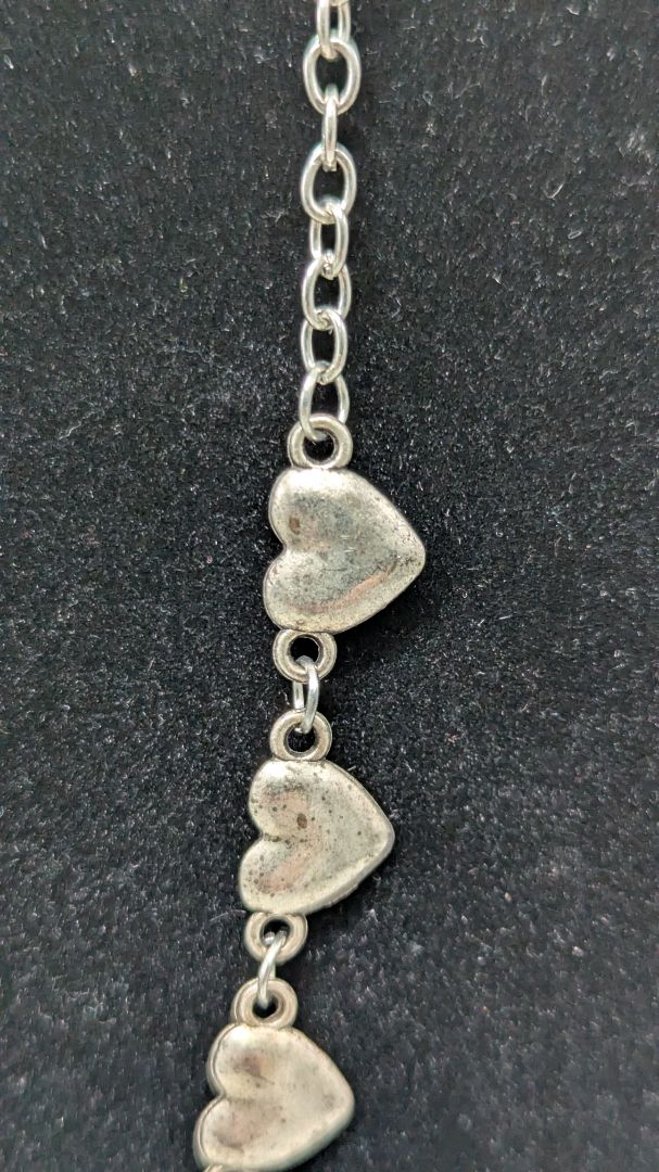 Paparazzi Silver Metal Hearts Chain Necklace Set