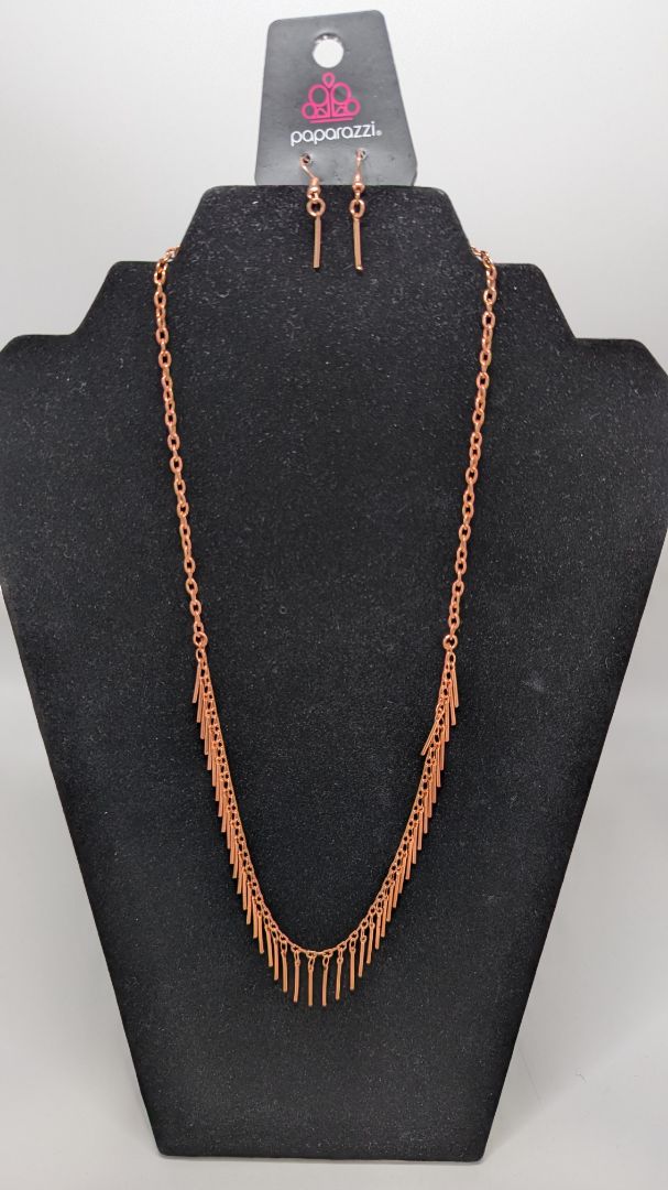 Paparazzi Rose Gold Spike Bead Necklace Set