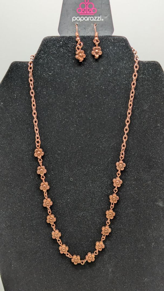 Paparazzi Rose Gold Flower Charm Necklace Set