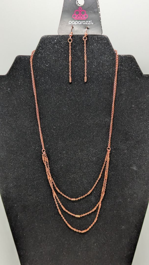 Paparazzi Rose Gold 3-Strand Crimp Bead Necklace Set