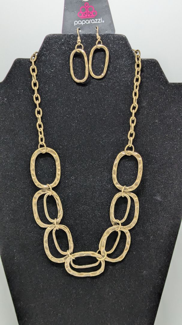Paparazzi Bronze Punched Metal Shapes Necklace Set