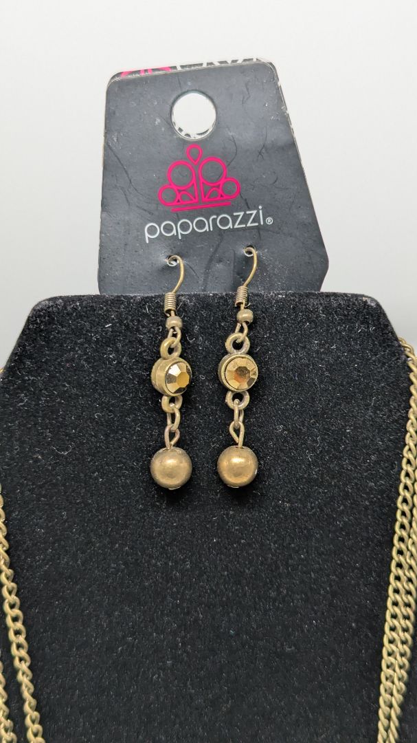 Paparazzi Bronze Faux-Gemstone Beaded Necklace Set