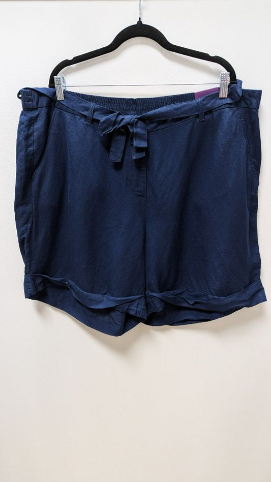 Lane Bryant Navy Linen Cuffed Shorts