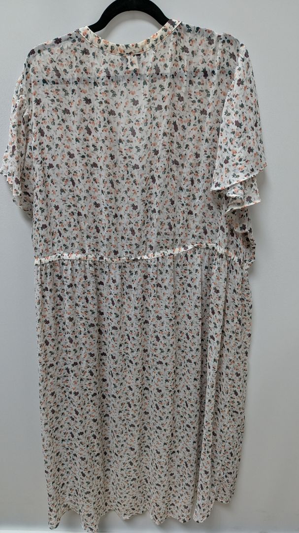 Torrid White/Pink Floral Button-Down Maxi Length Blouse