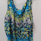 avenue Green/Blue Floral Sleeveless Sheer Blouse
