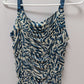 Torrid Blue/Cream Zebra Striped Ruched Tank