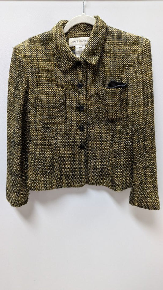 Jones New York Yellow/Black Metallic Wool Blazer