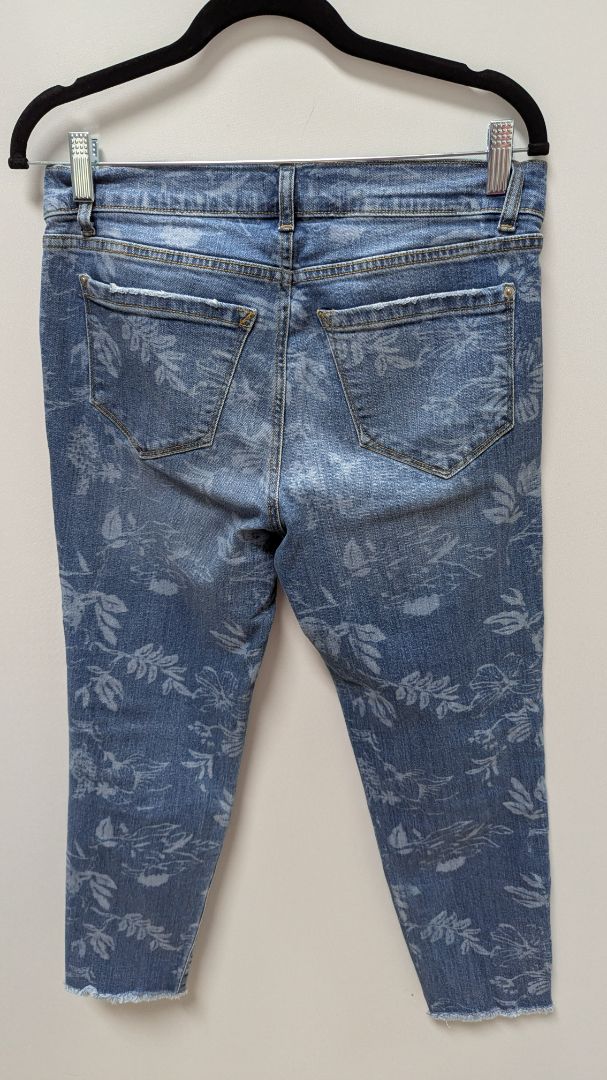 kensie Jeans Medium Wash Floral Effortless Skinny Crop Jeans