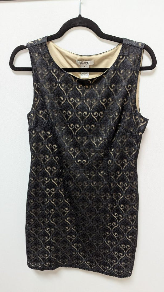 Pinky Black/Beige Lace Bodycon Cocktail Dress