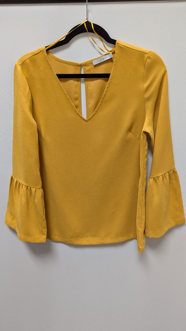 Dalia Mustard Yellow Bell-Sleeve Blouse