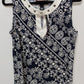 Peck & Peck Navy/White Floral Sleeveless Blouse