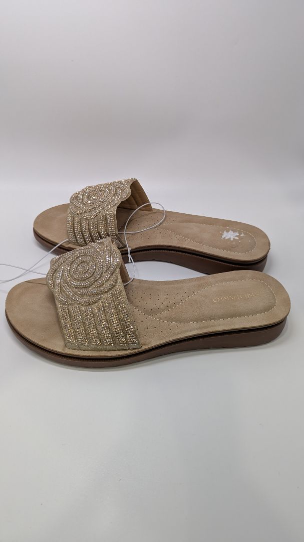 ANDIAMO Gold Abandy Embellished Platform Sandals