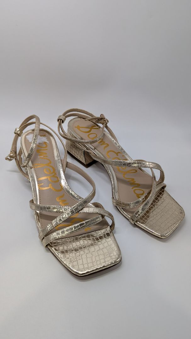 Sam Edelman Gold Whitley Leather Block Sandals