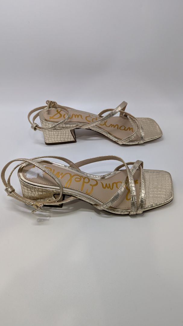 Sam Edelman Gold Whitley Leather Block Sandals