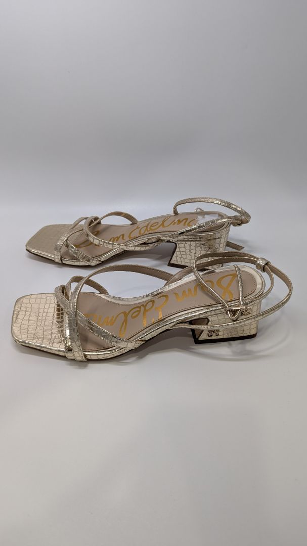 Sam Edelman Gold Whitley Leather Block Sandals