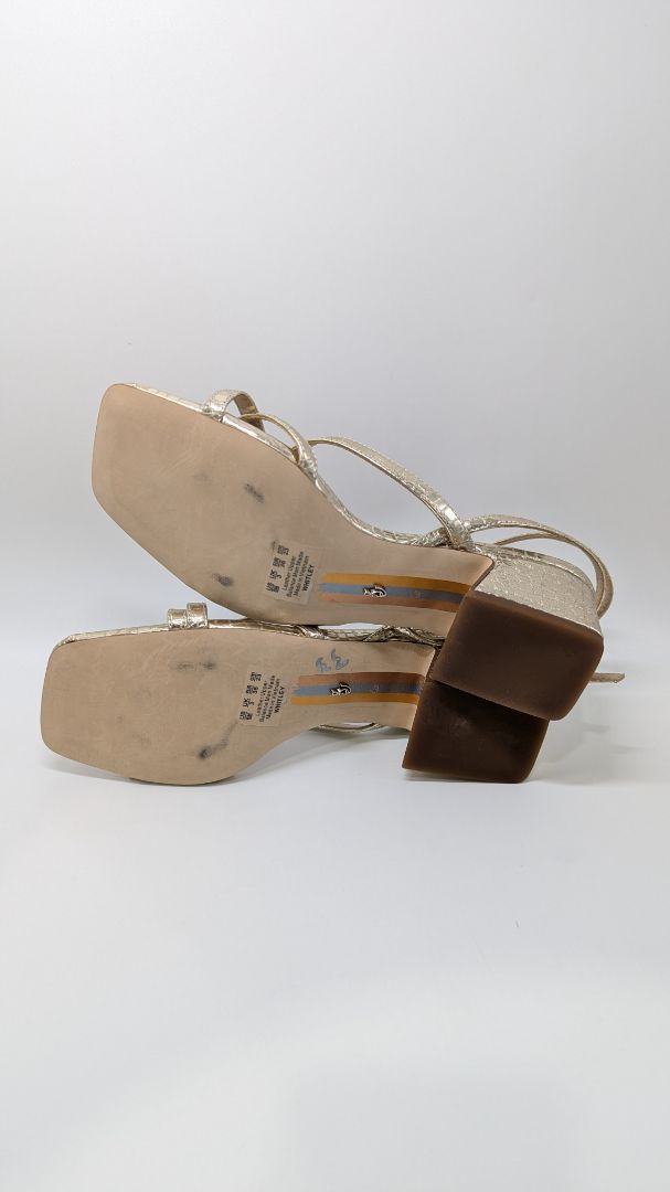 Sam Edelman Gold Whitley Leather Block Sandals