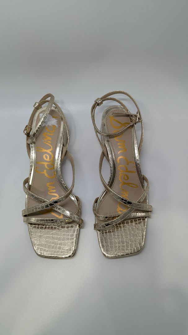 Sam Edelman Gold Whitley Leather Block Sandals