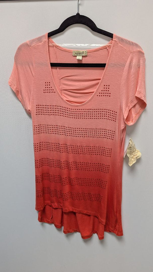 One World Coral Pink Ombre Embellished Tunic Tee