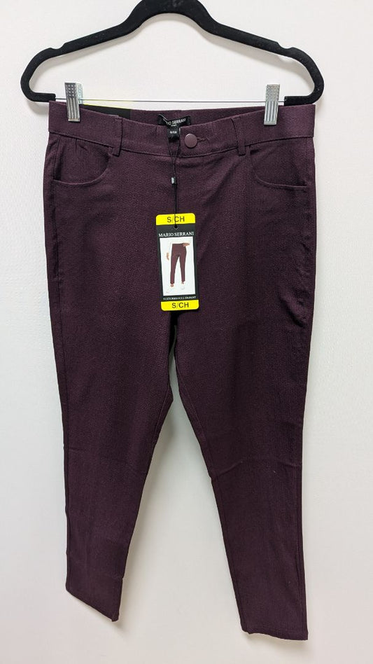Mario Serrani Burgundy Textured Pull-On Pants