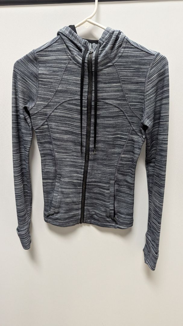 Lululemon Grey Striped Hooded Active Jacket