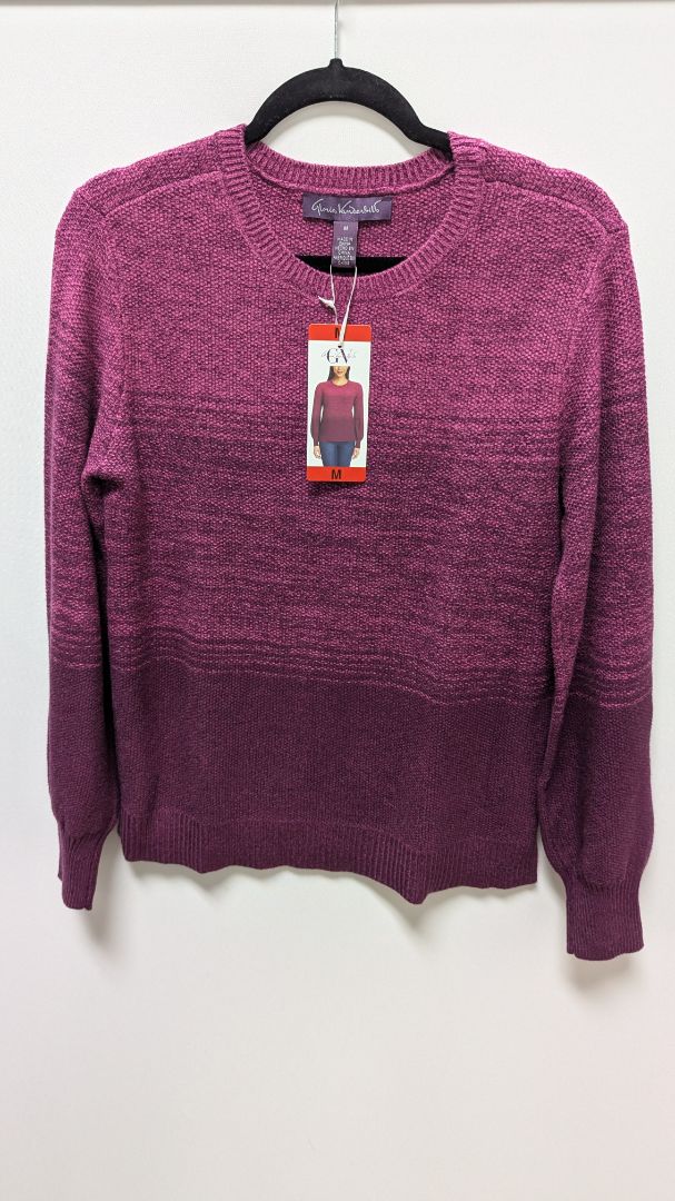 Gloria Vanderbilt Dark Pink Ombre Knit Long-Sleeve Sweater